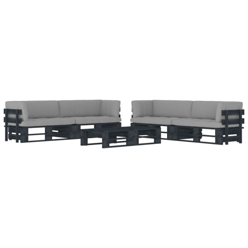 vidaXL 6-tlg. Paletten-Lounge-Set Schwarz Imprägniertes Kiefernholz vidaXL 6-tlg. Paletten-Lounge-Set Schwarz Imprägniertes Kiefernholz