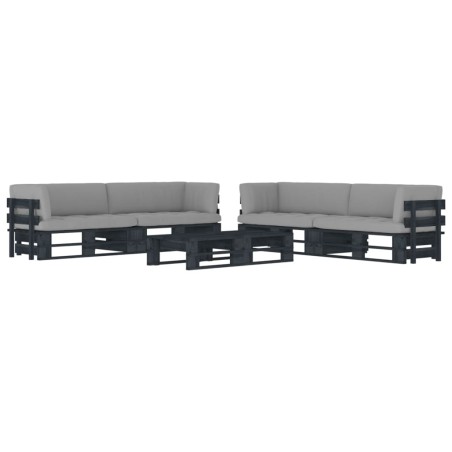 vidaXL 6-tlg. Paletten-Lounge-Set Schwarz Imprägniertes Kiefernholz