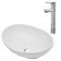 vidaXL Bad-Waschbecken mit Mischbatterie Keramik Oval Weiß vidaXL Bad-Waschbecken mit Mischbatterie Keramik Oval Weiß