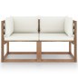 vidaXL Garten-Palettensofa 2-Sitzer mit Kissen in Creme Kiefernholz vidaXL Garten-Palettensofa 2-Sitzer mit Kissen in Creme Kiefernholz