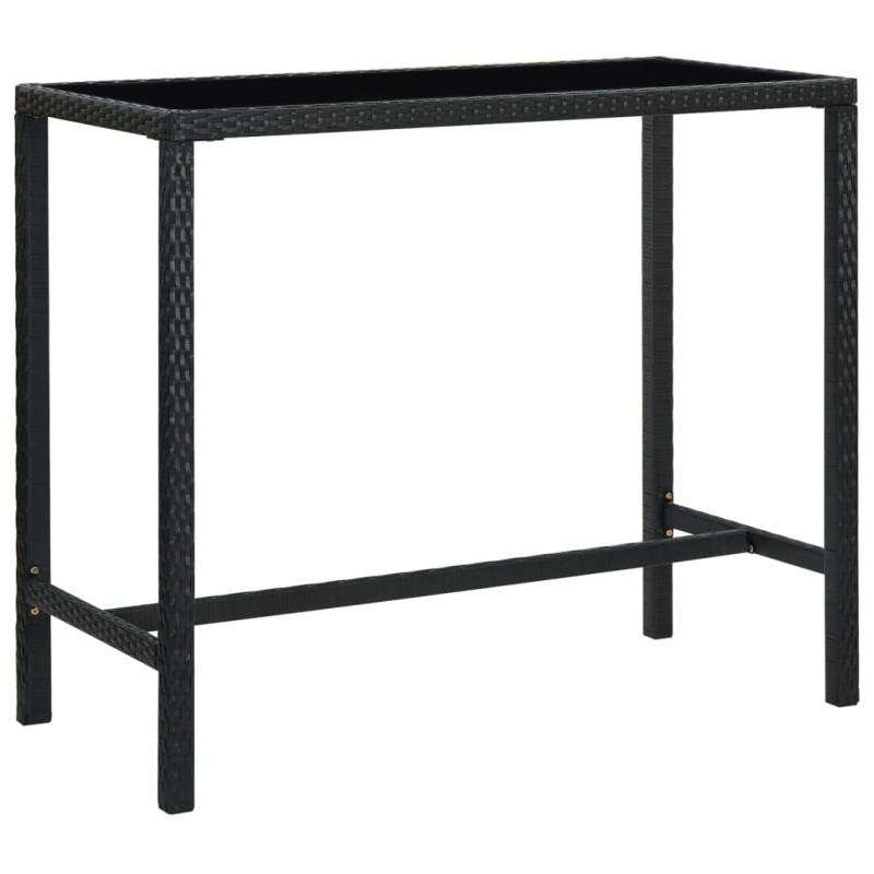 vidaXL Garten-Bartisch Schwarz 130x60x110 cm Poly Rattan und Glas vidaXL Garten-Bartisch Schwarz 130x60x110 cm Poly Rattan und Glas