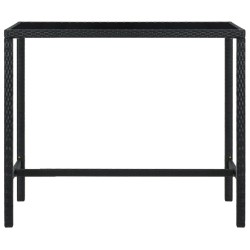 vidaXL Garten-Bartisch Schwarz 130x60x110 cm Poly Rattan und Glas
