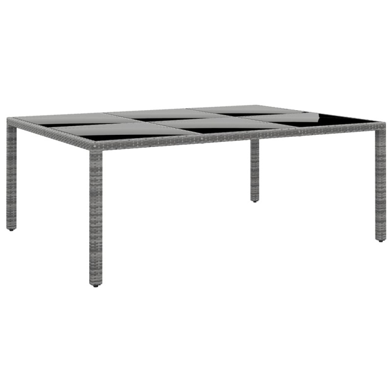 vidaXL Gartentisch 200x150x75 cm Hartglas und Poly Rattan Grau vidaXL Gartentisch 200x150x75 cm Hartglas und Poly Rattan Grau