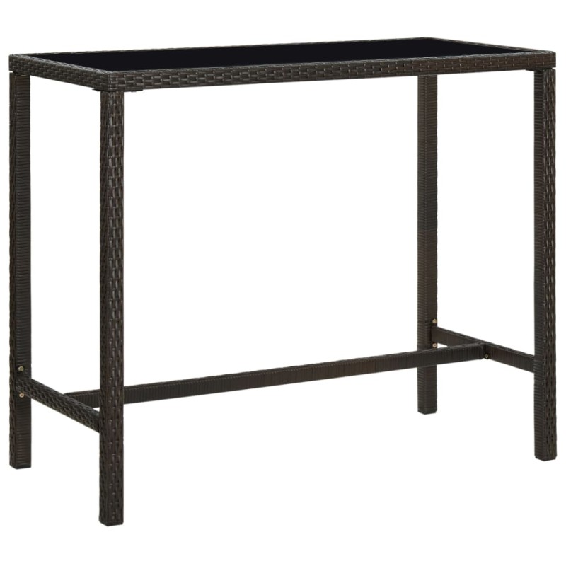 vidaXL Garten-Bartisch Braun 130x60x110 cm Poly Rattan und Glas vidaXL Garten-Bartisch Braun 130x60x110 cm Poly Rattan und Glas