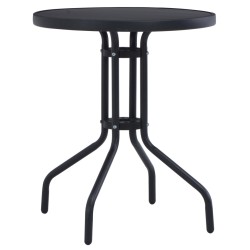 vidaXL Gartentisch Schwarz 80 cm Stahl und Glas