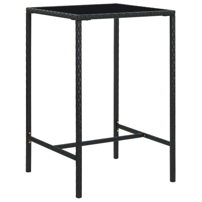 vidaXL Garten-Bartisch Schwarz 70x70x110 cm Poly Rattan und Glas vidaXL Garten-Bartisch Schwarz 70x70x110 cm Poly Rattan und Glas