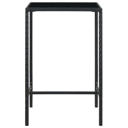 vidaXL Garten-Bartisch Schwarz 70x70x110 cm Poly Rattan und Glas