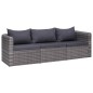 vidaXL 3-tlg. Garten-Sofagarnitur mit Kissen Grau Poly Rattan vidaXL 3-tlg. Garten-Sofagarnitur mit Kissen Grau Poly Rattan
