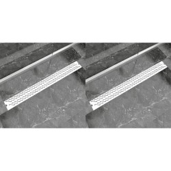 vidaXL Lineare Duschrinnen 2 Stk. Wellen 1030 x 140 mm Edelstahl