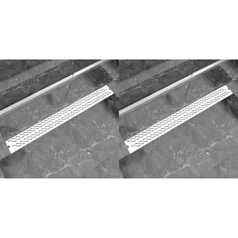 vidaXL Lineare Duschrinnen 2 Stk. Wellen 1030 x 140 mm Edelstahl vidaXL Lineare Duschrinnen 2 Stk. Wellen 1030 x 140 mm Edelstahl