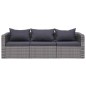 vidaXL 3-tlg. Garten-Sofagarnitur mit Kissen Grau Poly Rattan vidaXL 3-tlg. Garten-Sofagarnitur mit Kissen Grau Poly Rattan