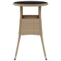 vidaXL Gartentisch Ø60x75 cm Hartglas und Poly Rattan Beige vidaXL Gartentisch Ø60x75 cm Hartglas und Poly Rattan Beige