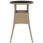 vidaXL Gartentisch Ø60x75 cm Hartglas und Poly Rattan Beige vidaXL Gartentisch Ø60x75 cm Hartglas und Poly Rattan Beige