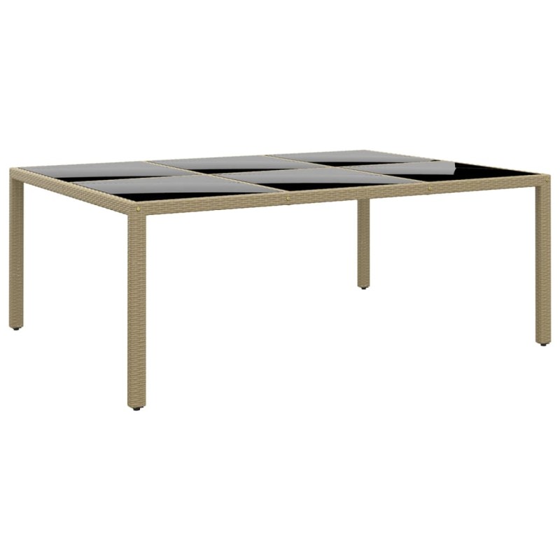 vidaXL Gartentisch 200x150x75 cm Hartglas und Poly Rattan Beige vidaXL Gartentisch 200x150x75 cm Hartglas und Poly Rattan Beige