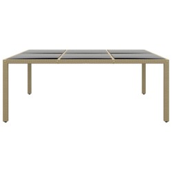 vidaXL Gartentisch 200x150x75 cm Hartglas und Poly Rattan Beige