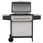 Gasgrill mit 6 Brennern Edelstahl Silbern Gasgrill mit 6 Brennern Edelstahl Silbern