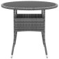vidaXL Gartentisch Ø80x75 cm Hartglas und Poly Rattan Grau vidaXL Gartentisch Ø80x75 cm Hartglas und Poly Rattan Grau