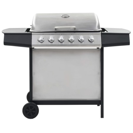 Gasgrill mit 6 Brennern Edelstahl Silbern