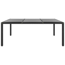 vidaXL Gartentisch 200x150x75 cm Hartglas und Poly Rattan Schwarz