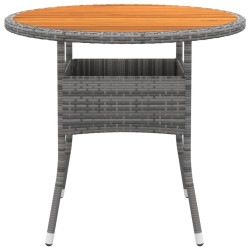 vidaXL Gartentisch Ø80x75 cm Akazienholz und Poly Rattan Grau