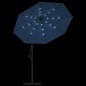 vidaXL Ampelschirm mit LED-Leuchten und Stahlmast 300 cm Azurblau vidaXL Ampelschirm mit LED-Leuchten und Stahlmast 300 cm Azurblau