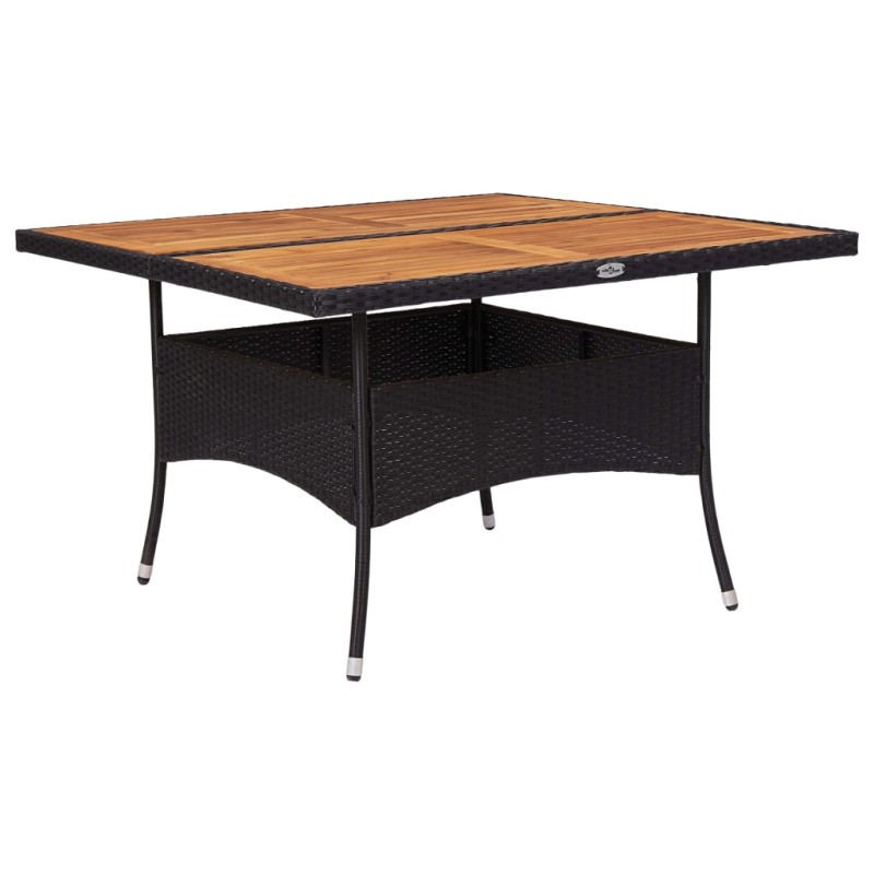vidaXL Garten-Esstisch Schwarz Poly Rattan und Massivholz Akazie vidaXL Garten-Esstisch Schwarz Poly Rattan und Massivholz Akazie