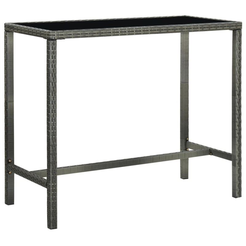vidaXL Garten-Bartisch Grau 130x60x110 cm Poly Rattan und Glas vidaXL Garten-Bartisch Grau 130x60x110 cm Poly Rattan und Glas
