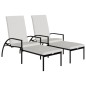 vidaXL Sonnenliegen 2 Stk. mit Fußhocker PE-Rattan Schwarz vidaXL Sonnenliegen 2 Stk. mit Fußhocker PE-Rattan Schwarz