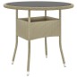 vidaXL Gartentisch Ø80x75 cm Hartglas und Poly Rattan Beige vidaXL Gartentisch Ø80x75 cm Hartglas und Poly Rattan Beige
