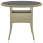 vidaXL Gartentisch Ø80x75 cm Hartglas und Poly Rattan Beige vidaXL Gartentisch Ø80x75 cm Hartglas und Poly Rattan Beige