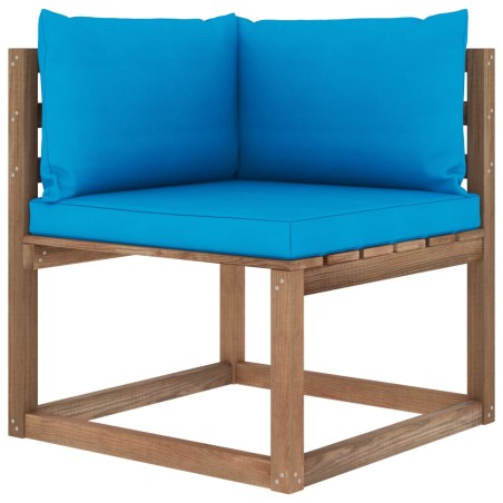 vidaXL Outdoor-Ecksofa Paletten mit Kissen in Blau