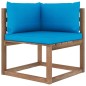 vidaXL Outdoor-Ecksofa Paletten mit Kissen in Blau vidaXL Outdoor-Ecksofa Paletten mit Kissen in Blau