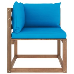 vidaXL Outdoor-Ecksofa Paletten mit Kissen in Blau