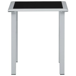 vidaXL Gartentisch Schwarz und Silbern 41x41x45 cm Stahl und Glas
