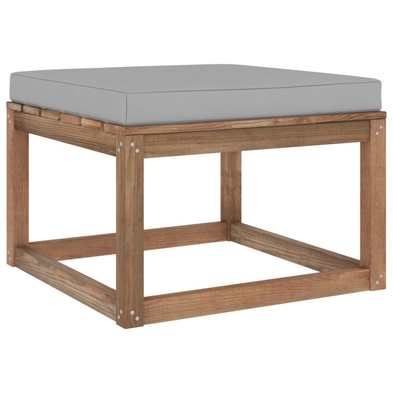 vidaXL Outdoor-Fußhocker mit Kissen in Grau vidaXL Outdoor-Fußhocker mit Kissen in Grau