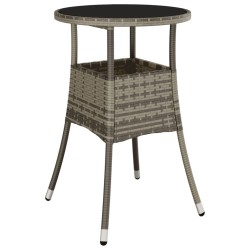 vidaXL Gartentisch Ø60x75 cm Hartglas und Poly Rattan Grau