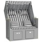 vidaXL Strandkorb mit Kissen Poly Rattan und Massivholz Grau & Weiß vidaXL Strandkorb mit Kissen Poly Rattan und Massivholz Grau & Weiß