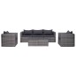 6-tlg. Garten-Sofagarnitur mit Polstern&Kissen Poly Rattan Grau 6-tlg. Garten-Sofagarnitur mit Polstern&Kissen Poly Rattan Grau
