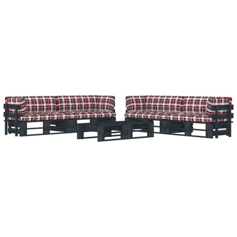 vidaXL 6-tlg. Paletten-Lounge-Set Schwarz Imprägniertes Kiefernholz vidaXL 6-tlg. Paletten-Lounge-Set Schwarz Imprägniertes Kiefernholz