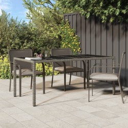 vidaXL Gartentisch Grau 190x90x75 cm Gehärtetes Glas und Poly Rattan
