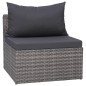 6-tlg. Garten-Sofagarnitur mit Polstern&Kissen Poly Rattan Grau 6-tlg. Garten-Sofagarnitur mit Polstern&Kissen Poly Rattan Grau