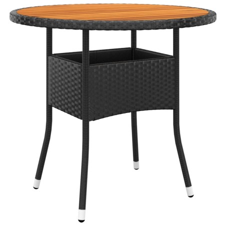 vidaXL Gartentisch Ø80x75 cm Akazienholz und Poly Rattan Schwarz