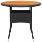 vidaXL Gartentisch Ø80x75 cm Akazienholz und Poly Rattan Schwarz vidaXL Gartentisch Ø80x75 cm Akazienholz und Poly Rattan Schwarz