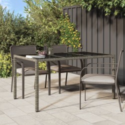 vidaXL Gartentisch 150x90x75 cm Hartglas und Poly Rattan Grau