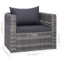 6-tlg. Garten-Sofagarnitur mit Polstern&Kissen Poly Rattan Grau 6-tlg. Garten-Sofagarnitur mit Polstern&Kissen Poly Rattan Grau