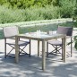 vidaXL Gartentisch 90x90x75 cm Gehärtetes Glas Poly Rattan Grau vidaXL Gartentisch 90x90x75 cm Gehärtetes Glas Poly Rattan Grau