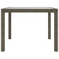 vidaXL Gartentisch 90x90x75 cm Gehärtetes Glas Poly Rattan Grau vidaXL Gartentisch 90x90x75 cm Gehärtetes Glas Poly Rattan Grau