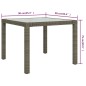 vidaXL Gartentisch 90x90x75 cm Gehärtetes Glas Poly Rattan Grau vidaXL Gartentisch 90x90x75 cm Gehärtetes Glas Poly Rattan Grau
