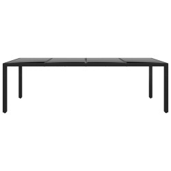 vidaXL Gartentisch 250x100x75 cm Hartglas und Poly Rattan Schwarz
