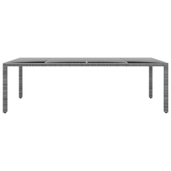 vidaXL Gartentisch 250x100x75 cm Hartglas und Poly Rattan Grau